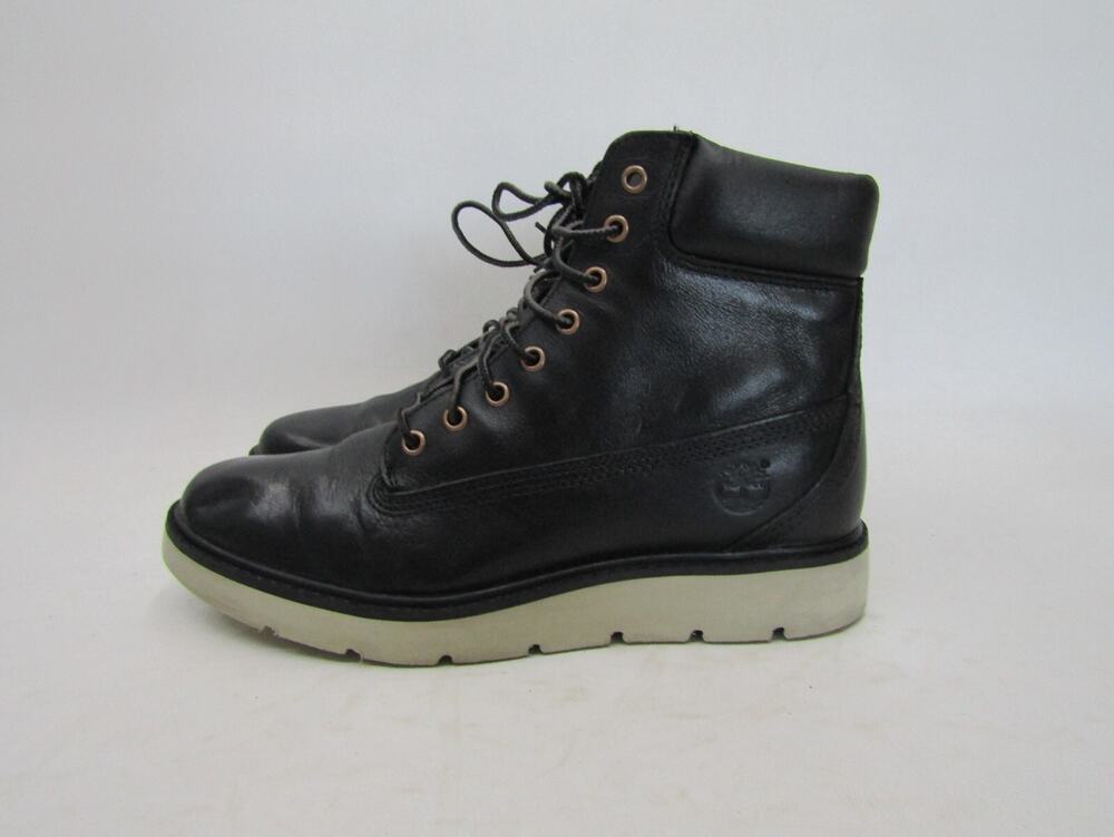 Timberland Womens Size 7.5 M Black Leather Lace Up Ankle Fashion Boots Bootie